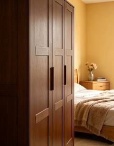Modern Wooden <b>Wardrobe</b> Shaker Doors Hinged Solid Wood Freestanding <b>Large</b> Capacity Bedroom Furniture Midcentury Design - Product Image 3