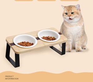 Bambu Kedi Mama Kabı Tutucu Evcil Hayvan Mama Kabı Tutucu Evcil Hayvan Masası İçme Kabı Kedi Maması Tutucu - Product Image 2