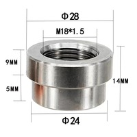 High Quality Stainless Steel Step Type Internal Thread Weld Bushing M18x1.5 Female Thread Weld On Insert Sleeve