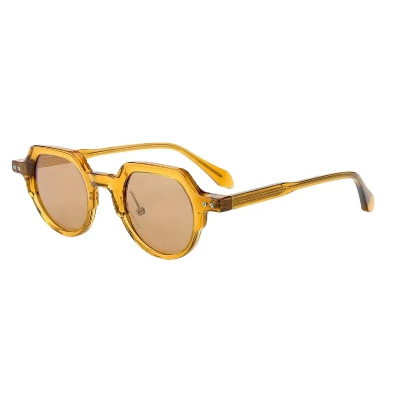 Hengtaian 2023 Trend Polygon Flat Big Transparent Frame Shades Polarized High Quality Hand Made Acetate Sunglasses lightweight