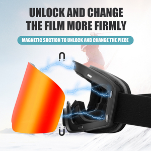 אנלור 7080 סקי למבוגרים אנטי-ערפל משקפי שמש עדשה מגנטיות שלג משקפיים בכחול לבן אדום ורוד צהוב לבן - Product Image 6