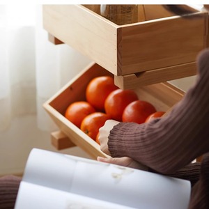 Solid wood multi-layer storage rack for living room miscellaneous items, dining room and kitchen <b>vegetable</b> and fruit display - Product Image 3