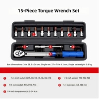 Jeu de clés dynamométriques de 1/4 pouce en acier CrV, métriques, à cliquet, capacité 24 N-m, précision pour la réparation de vélos et le bricolage