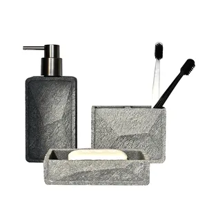 Sang trọng cổ điển nhựa gốm món ăn xà phòng Dispenser Set Home khách sạn Vanity Tủ phụ kiện phòng tắm