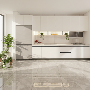 ארונות תצוגה מפוארים למטבח עם זכוכית פינתיים, כיור, ברז, צירים, אחסון מודרני, ארונות לכה לאי מטבח בדירה - Product Image 5