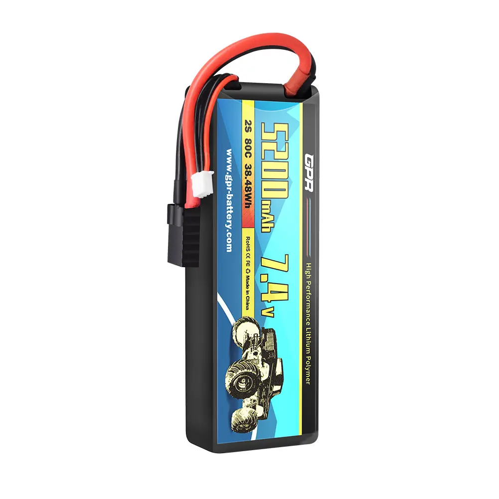 High Performance 80C 2S LiPo Battery Pack RC Car LiPo Battery 5200mAh 7.4V