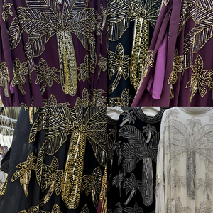 Robe Abaya en Chiffon à Col Rond et Manches 3/4, Style Dubaï, Noir et Or, Ornée de Perles, Kaftan Modeste, Robe Longue Maxi pour Femme, Vente en Gros - Product Image 3