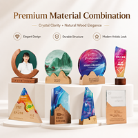 Placa de Premio de Cristal Personalizada, Forma Personalizada, Logotipo Impreso, Base de Madera, Trofeo