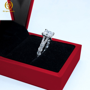 Anillo de Oro Blanco de 18K de la Serie de Diamantes Completos de Lujo, Corte Princesa Cuadrado, Diamante Cultivado en Laboratorio de Alta Claridad con Certificado IGI para Regalo - Product Image 3