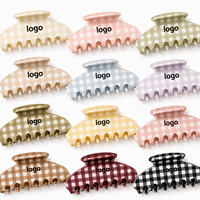 Nouvelle pince à cheveux en acétate à carreaux avec logo personnalisé, multicolore, forte tenue, cadeau personnalisé, accessoires pour cheveux pour femmes