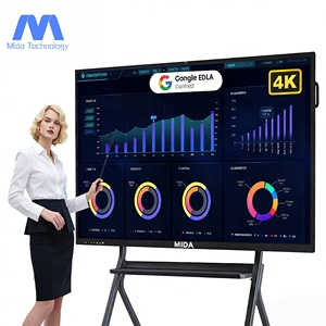 سبورة ذكية محمولة الكل في واحد بشاشة لمس تفاعلية 75 بوصة، تلفزيون بدقة 4K، 20 نقطة لمس بالأشعة تحت الحمراء، نظام أندرويد/ويندوز، ضمان لمدة عام - Product Image 1