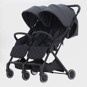 Cochecito Doble de Lujo Certificado EN1888 para Bebés, con Tela de Lino, Estructura de Acero Inoxidable, Parabrisas y Cubrepiés, Plegable para Dos Niños - Product Image 1