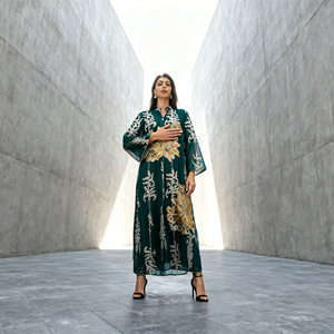 Abaya Maxi en Polyester Brodé de Luxe pour Femmes Musulmanes, Soirée, Élégant, Vente en Gros Personnalisée - Product Image 2