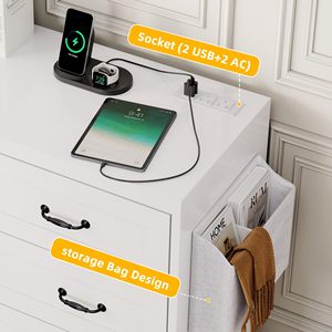 Mặt Trời Mọc Hiện Đại 7-Ngăn Kéo Phòng Ngủ Tủ Quần Áo Với Được Xây Dựng Trong Ổ cắm Điện 59.5-Inch TV Đứng Và Gỗ Ngực Ngăn Kéo - Product Image 4