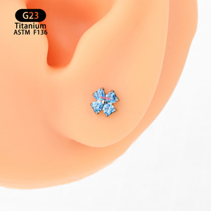 Boucles d'oreilles Yunnique F136 en zircon et alliage de titane 4,9 mm pour piercing d'oreille, de nez, de lèvre ou de langue – Idée cadeau - Product Image 2
