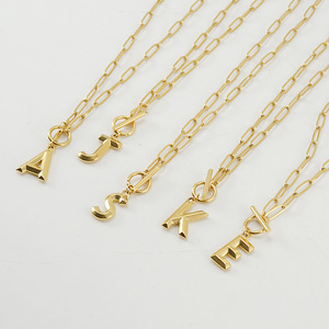 26 Collares con Iniciales en Inglés a la Moda para Mujeres y Hombres, Cadena con Cierre OT de Oro de 18K, Colgante con Letra del Alfabeto, Joyería de Acero Inoxidable - Product Image 6