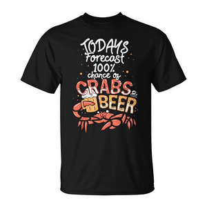 Camiseta promocional con la frase 'Crabs And Beer' y diseño de cangrejos comiendo, 'Camiseta con la frase 'Crabs And Beer' y diseño de cangrejos comiendo' - Product Image 2
