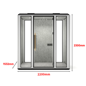 Cabine de bureau insonorisée moderne pour quatre personnes avec design modulaire, structure en aluminium, isolation acoustique 32 dB pour usage en centre commercial et à domicile - Product Image 6