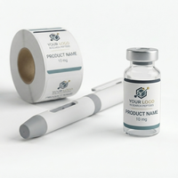 Etiquetas Personalizadas para Viales de Péptidos, Adhesivas, Resistentes al Agua, para Envases de Viales de 2ml, 5ml y 10ml