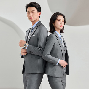 Royal Blue Business Suit Set Unisex Workwear Thickening Polyester Formal Wear For Office - Product Image 2