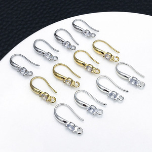 Ganchos para pendientes con circonita cúbica, tamaño 10x25,5mm, 65 unidades, para accesorios de joyería DIY, chapados en plata y oro - Product Image 1