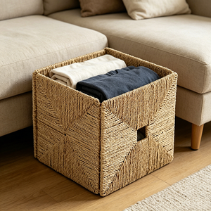 Panier carré tressé en jonc de mer fait main, écologique, multi-usages, tailles personnalisées, prix usine pour articles ménagers - Product Image 6