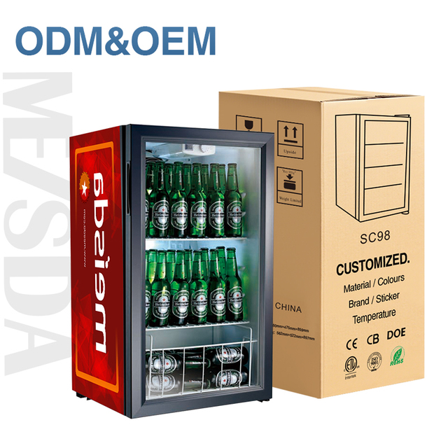 MEISDA SC98 98L Factory Metal R134a R600a Mini Fridge Small Drink Beer Display Refrigerator