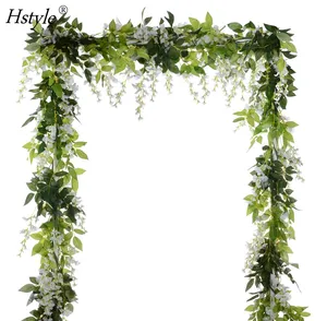 6.6Ft/Pièce Artificielle Fleurs de Soie Glycines Guirlande Artificielle Wisteria Vigne Rotin Soie Suspendus Fleur pour La Maison Jardin FZH362