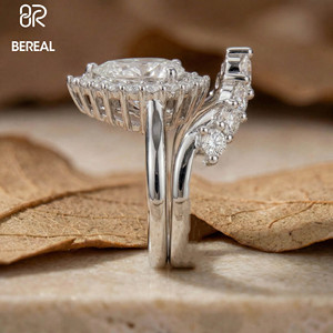 IGI Certified CVD Lab Grown Diamond Engagement <b>Ring</b> Custom <b>925</b> <b>Silver</b> Vvs Lab Created Diamond Wedding <b>Rings</b> Couple Set Jewelry - Product Image 2