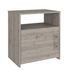 Nightstand Single Door Cabinet Metal Handle One <b>Shelf</b> Light Gray Storage Unit Bedroom Furniture - Product Image 5