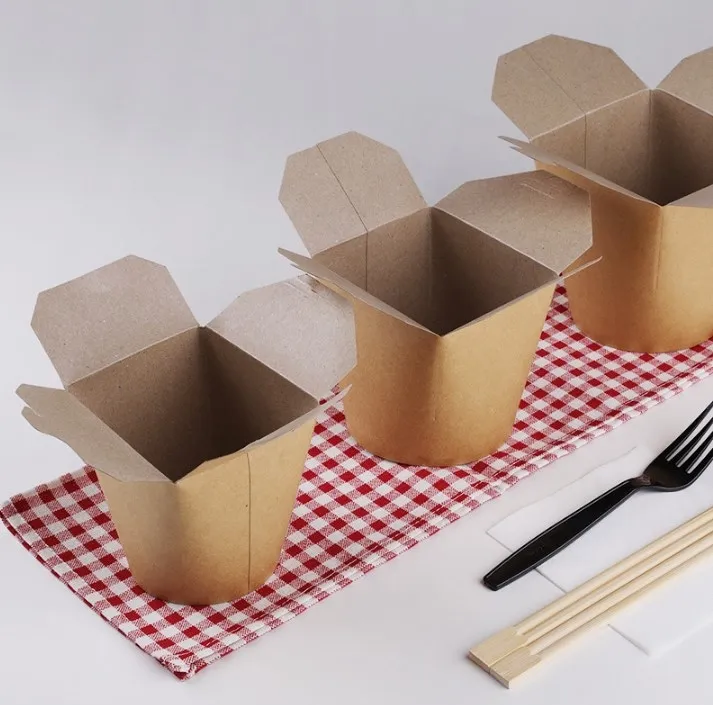 일회용 국수 버킷 도매 셀프 버클 스낵 패스트 푸드 포장 종이 상자 라운드 하단 사각형 식사 상자 로고