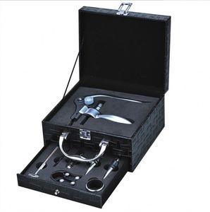 Novelty Design Double Layer Wine Bottle <b>Opener</b> Set With Leather Box - Product Image 1