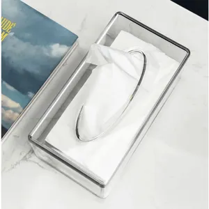Fabriek Op Maat Gemaakt In China Transparant Vierkant Hoge Kwaliteit Tissue Box Cover Acryl Druppelbestendige Tissue Box