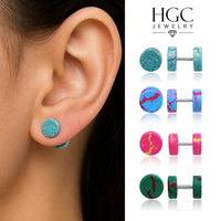 Bijou de piercing d'oreille en acrylique léger et artistique, série Zero Pain Faux Stretching, avec zircon doré, pour faux piercing d'oreille