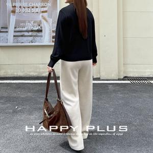 Pantalones Anchos de Punto para Mujer Talla Grande, Color Avena Noche, Grosor Medio, Microelasticidad, con Etiqueta N9420 - Product Image 3