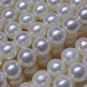 Collar de Perlas de Agua Dulce Naturales de 9-10 mm, Luz Intensa, Círculo Perfecto, Cuentas Sueltas, Cadena Madre, Producto Semiterminado - Product Image 1