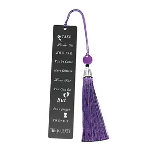 Ywganggu Новый стиль индивидуальные фиолетовые кисточки кулон Закладка из нержавеющей стали лазерная печать закладка для подарка на День учителя