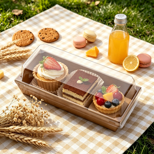 Cajas para Hornear Gruesas Resistentes al Aceite de Grado Alimenticio, Contenedores para Sándwiches y Pasteles con Tapas Transparentes, Cajas de Embalaje para Pastelería con Logotipo Personalizado Imprimible - Product Image 5