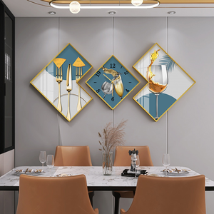 Top <strong>Deals</strong> Restaurant Dining Room Mural Painting Luxury Clock Wall <strong>Art</strong> Glass Hanging Painting 3 Panel Crystal Porcelain Painting - Product Image 4