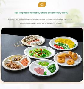 Assiettes jetables rondes personnalisées en bagasse, réutilisables et écologiques pour mariages, fêtes, traiteurs, événements et camping - Product Image 3