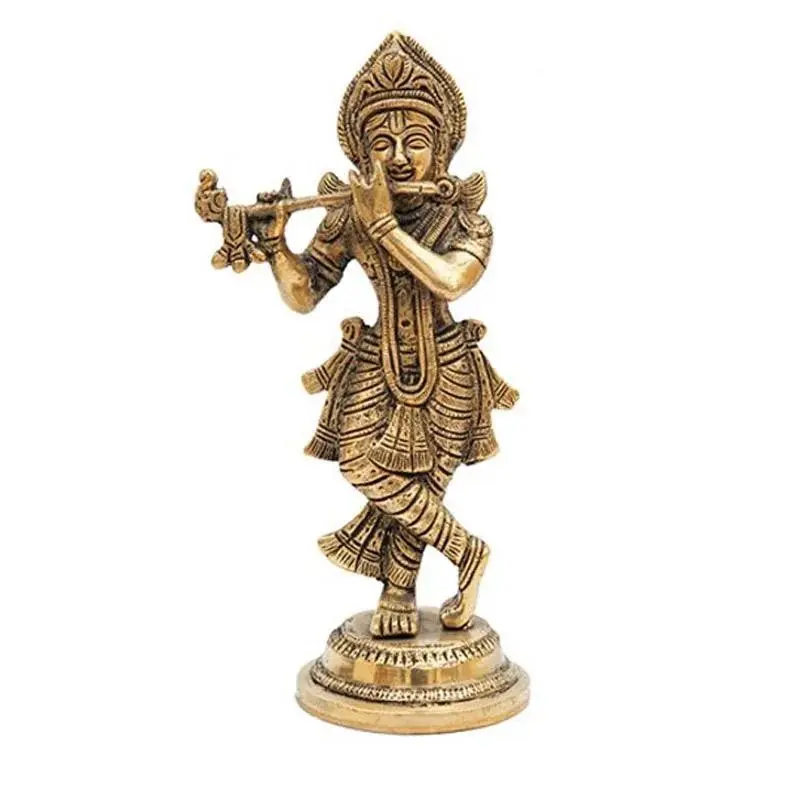 Venda quente Senhor Krishna Estátua Feita em Latão para Casa Mandir Templo Pooja Uso Disponível a Preço de Atacado