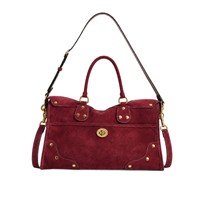 Sac à main bandoulière pour femme Niche Rivet en daim givré, grande capacité, avec trois sangles et fermeture éclair