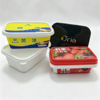 Boîte de conservation rectangulaire en plastique personnalisable pour beurre, confiture, fromage, margarine et crème glacée, qualité alimentaire, 250g 200g