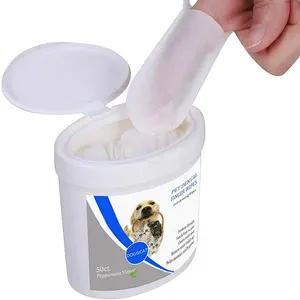 OEM Soft Cotton Pads Organic Deodorizing Dog ear eye oral Wash Pet Ear Cleaner finger Wipes for Dogs and Cats