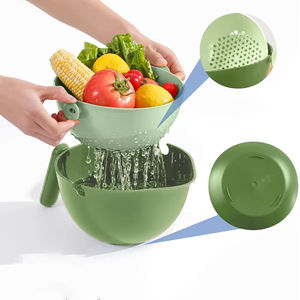 Panier égouttoir pour fruits et légumes avec poignée pivotante à une main, amovible, pour rangement et nettoyage, outil polyvalent - Product Image 5