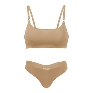 Conjunto de lencería diaria sin costuras, fino, de talla grande, con sujetador sin aros en forma de T, realce push-up, diseño tejido transpirable y corte alto. - Product Image 5