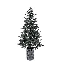 Pohon Natal Artifisial Spruce Berkualitas Tinggi YTH YTH-10 5ft, Bentuk Pensil, Plastik, Dilapisi Mikro Flock, Lampu LED, Mudah Dipasang