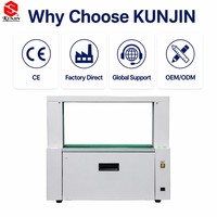 Machine de cerclage électrique automatique KUNJIN pour étiquettes volantes, plateaux à œufs, nouilles, textiles, livres, quincaillerie, boîtes à gâteaux