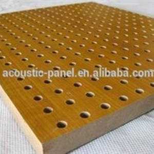 Panneau acoustique en bois perforé pour salle de conférence, panneau acoustique portable en bois de malaisie, matériel insonorisé - Product Image 6