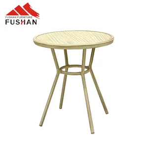 Meubles d'hôtel Fushan Cafe Shop Petite table basse ronde en aluminium blanc d'extérieur